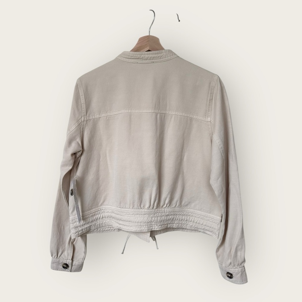 NWT Tribal Slub Twill Crop Button Front Jacket - Ecru Cream Boxy French Oak - Picture 2 of 6